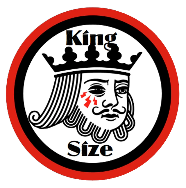 The King Size logo: a playing-card king with a crown and red lightning bolts on his cheek